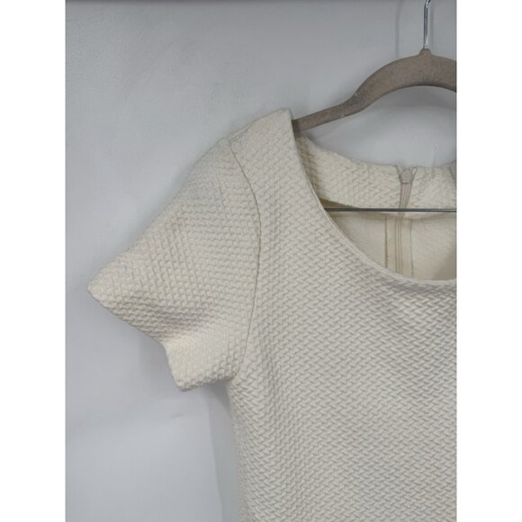 GANNI Scoop Neck Mini Dress Women Small Ivory Textured Minimalist Granolagirl - Picture 9 of 9